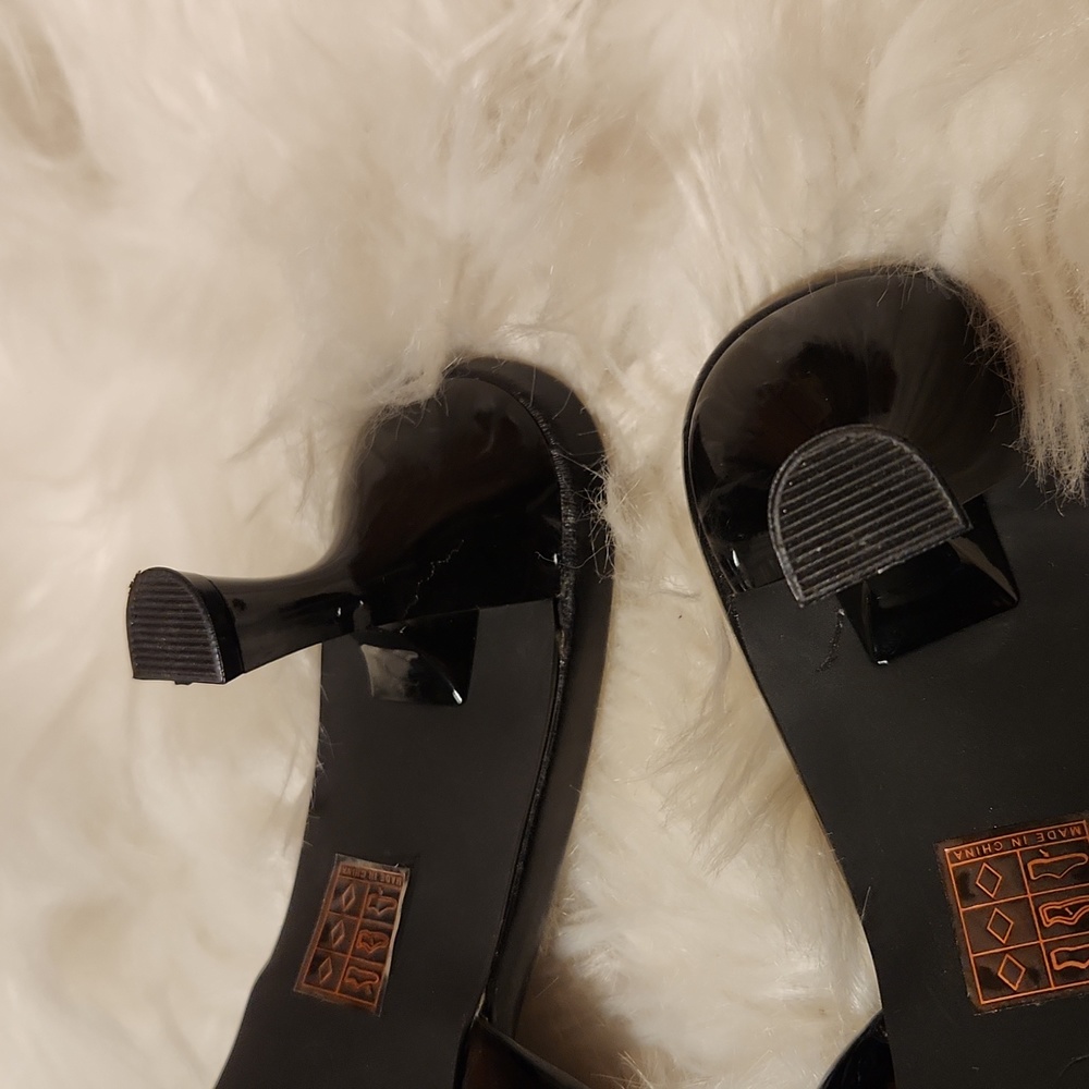 Black Patent Leather Kitten Heel Mules - Picture 6 of 6